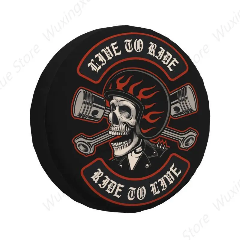 Custom Biker Motorcycle Skull Spare Tire Cover for Jeep Wrangler Rockabilly 4WD 4x4 SUV Car Wheel Protector 14