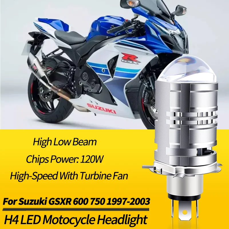 1PC LED Headlight Bulb H4 9003 HB2 High Low Beam Canbus For Suzuki GSXR 600 750 1997 1998 1999-2003 Motocycle Retrofit Accessory