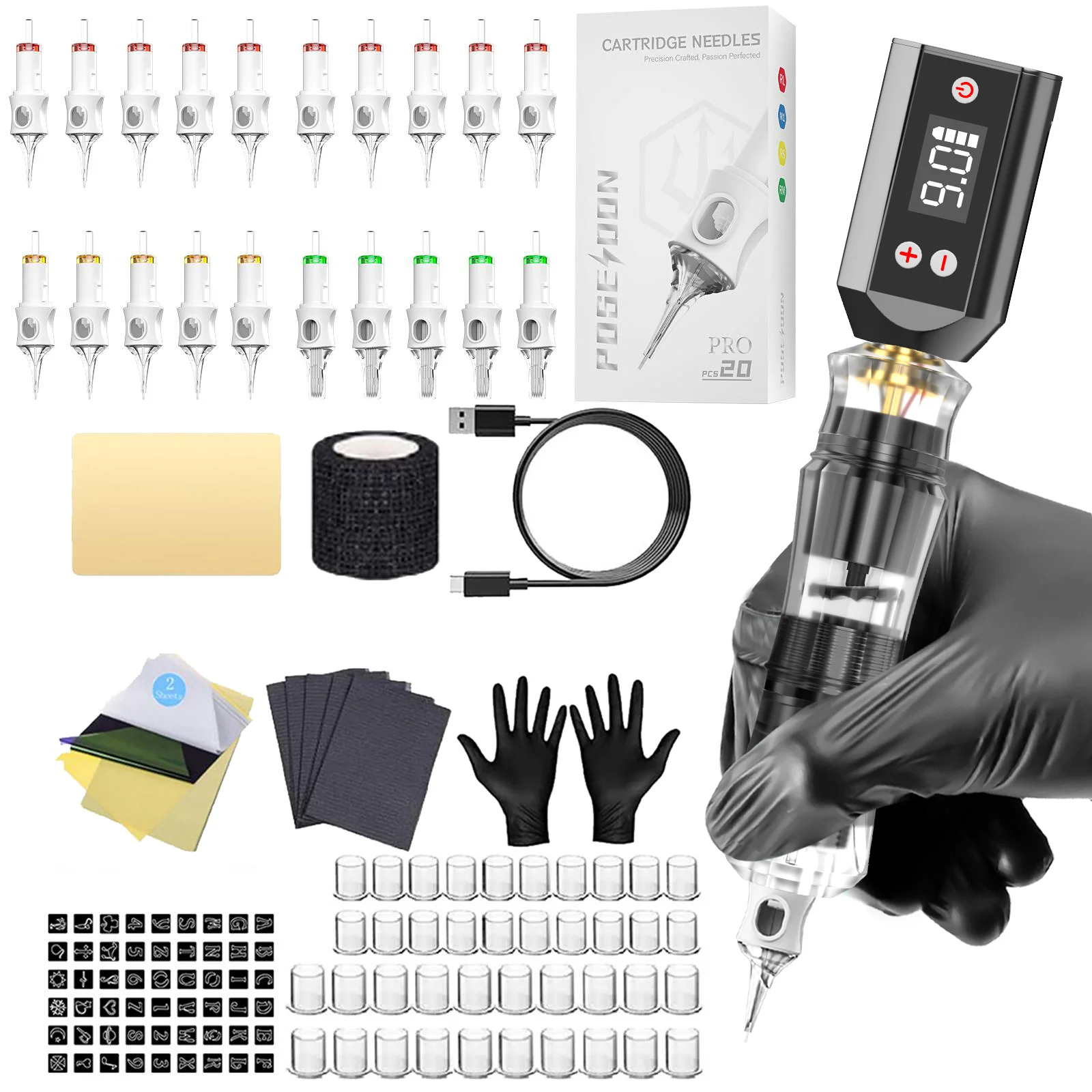 Tattoo Kit Or Tattoo Machine POSEIDON V6 New Tattoo Pen Kit For Permanent Makeup Tattoo Machine Kit Transparently Tattoo Kit