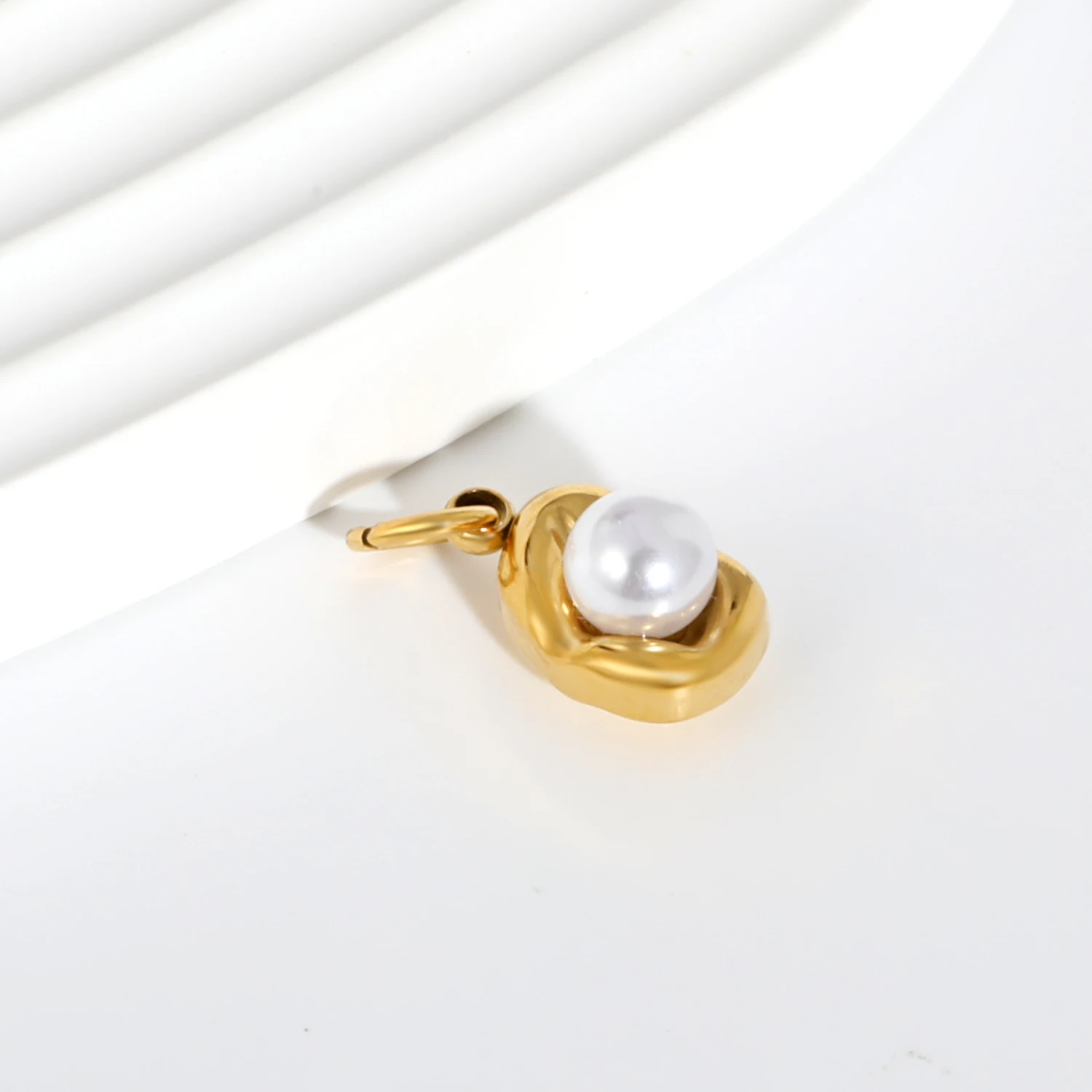 Factory Clearance 10pcs Irregular Gold Pearl Charms Spring Ring Pendants DIY Bracelet Necklace Jewelry Making Findings