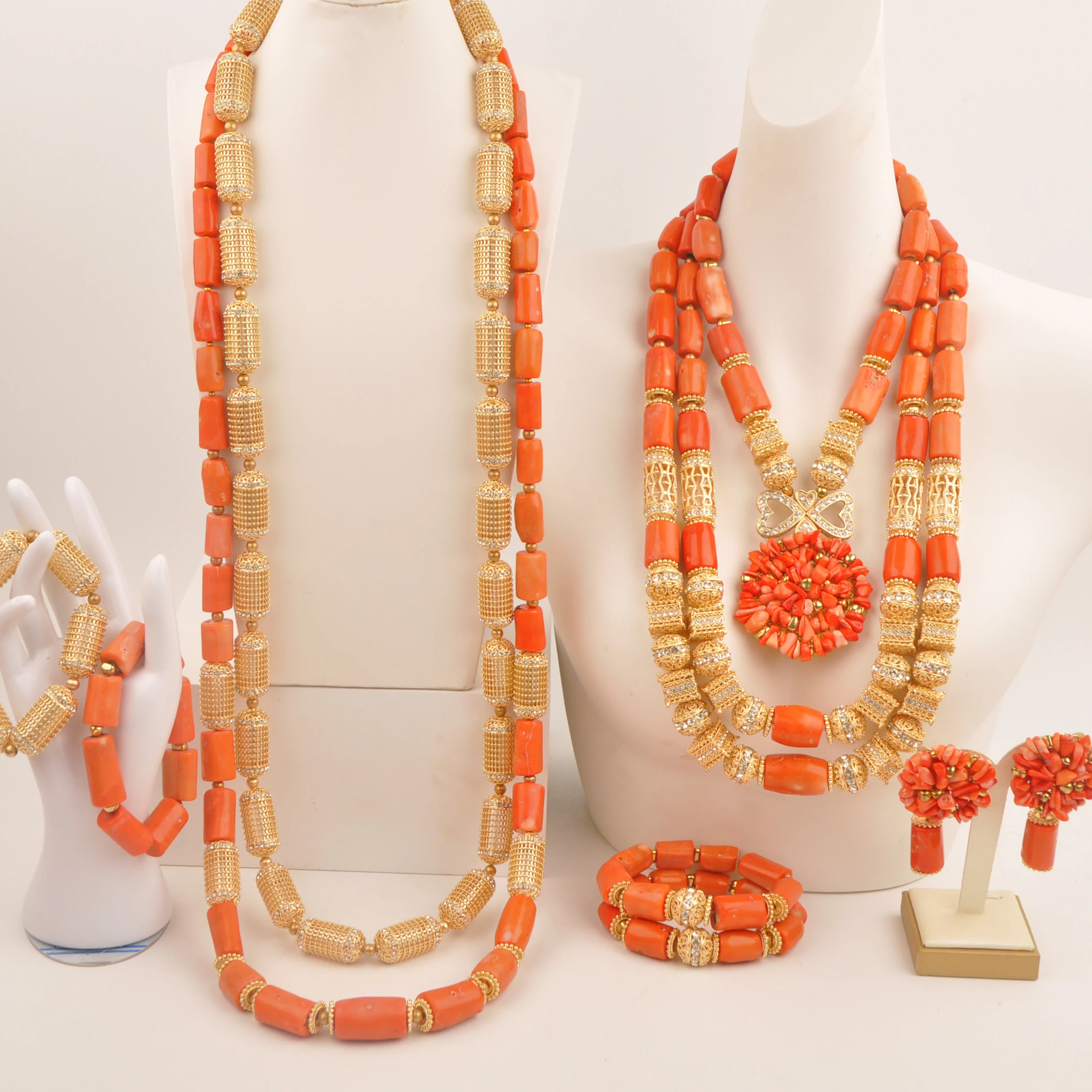 Necklace Wedding Fashion Nigerian Jewelry Orange Natural Coral African collection