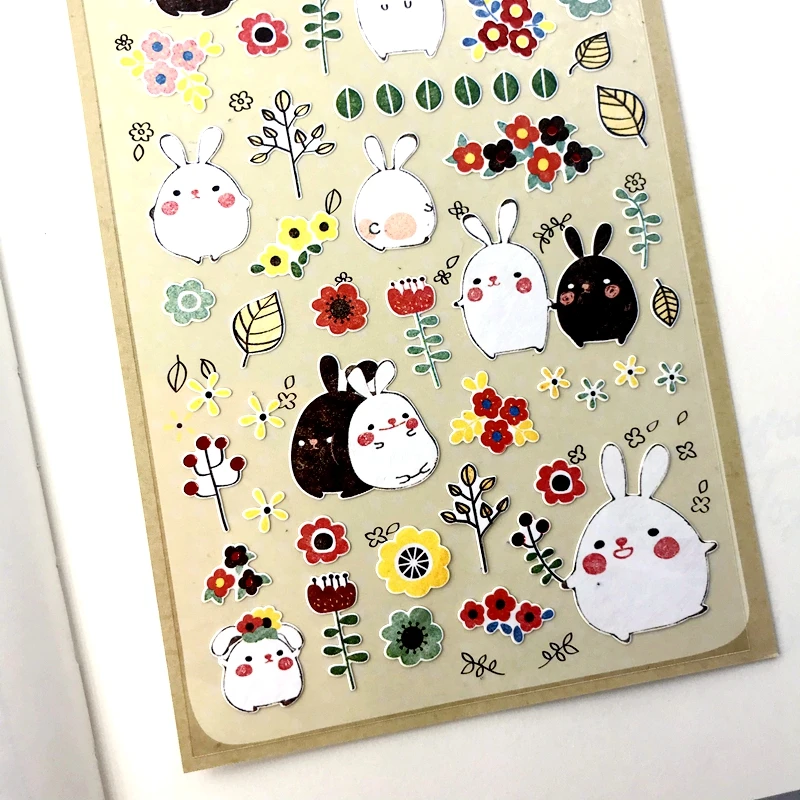 Suatelier Bonny Stickers For Scrapbooking Cute Rabbit Bunny Junk Journal Sticker Diary Album DIY Deco Craft Supplies No.1001