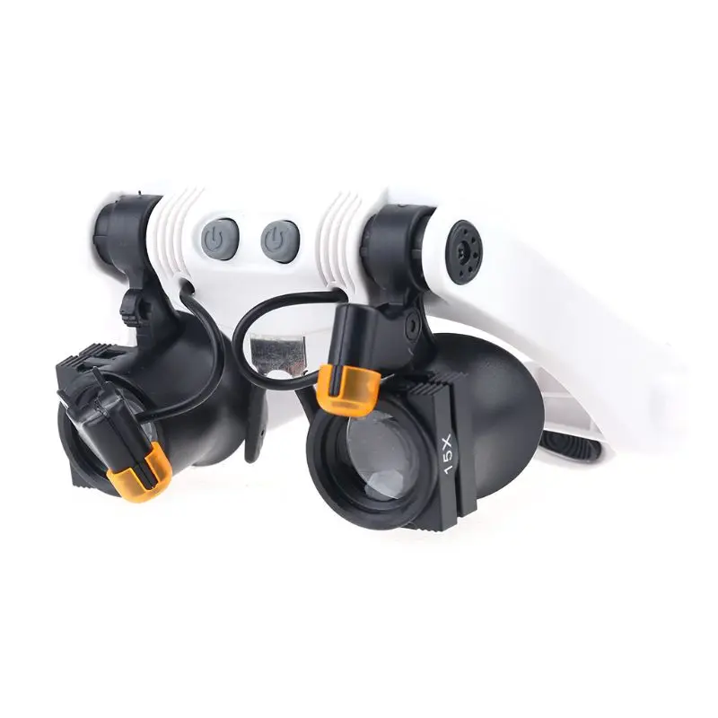 Led Light Lamp Double Eye Glasses Loupe Lens Glasses Magnifier Watchmaker Jewelry Optical Magnification Glass