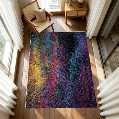Colorful Glitter Galaxy Starry Sky Carpet Glitter Nebula Carpet Floor Non-Slip Mat Suitable for Home Bedroom Decoration
