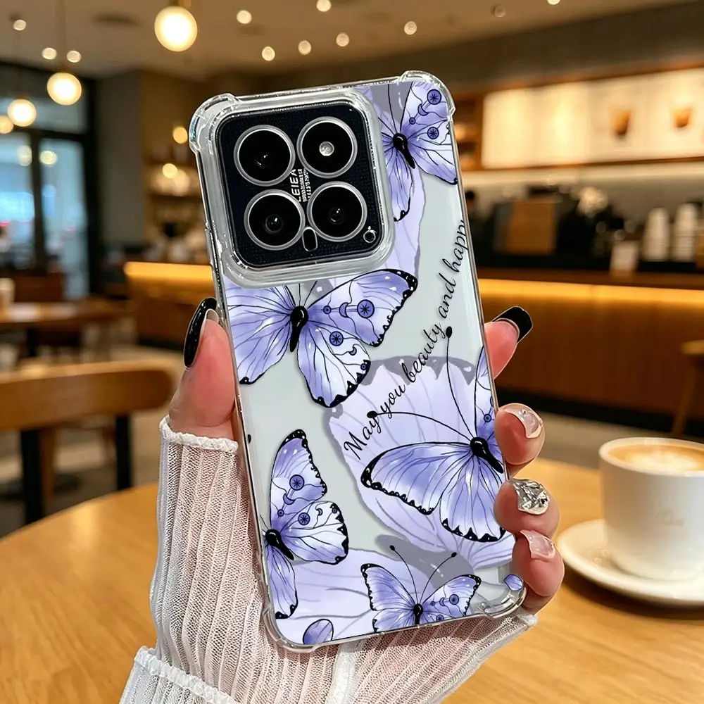 Clear Phone Case For OPPO A3 A3X A5 A9 A5X A6 A15 A16 A17 A33 A54 A57 A58 A60 A74 A76 A78 A92 Cover Beautiful Flower Butterfly