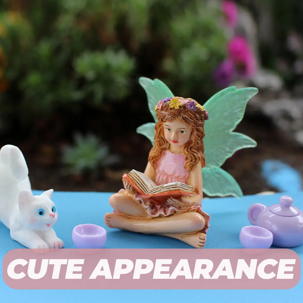 

Набор из 1 предмета: Декоративная чашка для чая из смолы «Кошка-фея» для дома, стола, прикроватной тумбочки, уличного ландшафтного дизайна, причудливый микроландшафтный декор