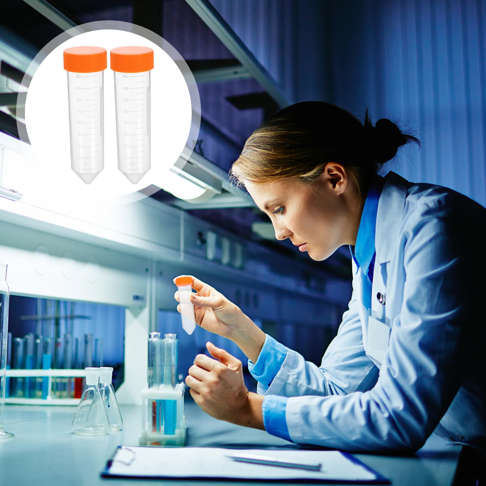 50 Stück Röhrentest-Laborröhrchen mit Skala, Laborexperiment, Zentrifugalfläschchen aus Polypropylen