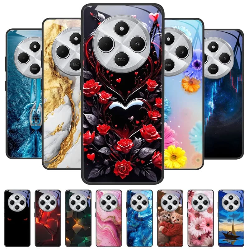 Para Xiaomi Redmi 14C funda Poco C75 funda de vidrio templado fundas de teléfono para Xiaomi Poco C75 Redmi 14C 14R Fundas de parachoques trasero duro