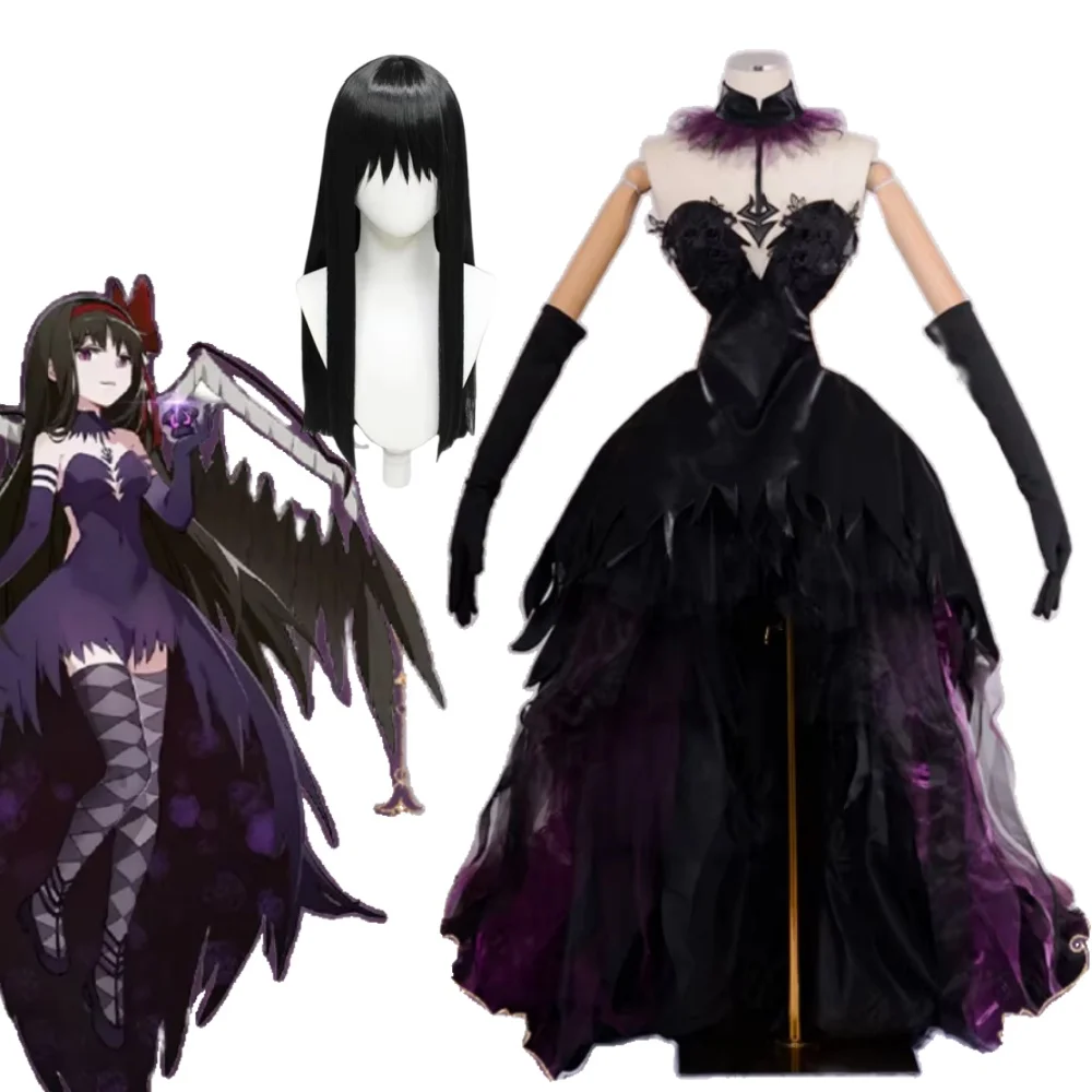 Akemi Homura Cosplay diabeł Akemi Homura kobiety fioletowa sukienka stroje Anime Puella Magi Madoka Magica Akemi Homura kostiumy na Halloween