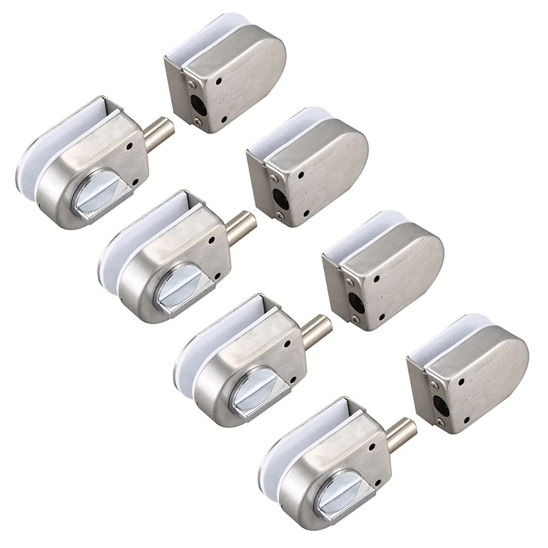 4X Stainless Steel,Glass Door Latches Lock/Bolt,138A ,Without Drilling,For Double Glass Door, Frameless Glass Door