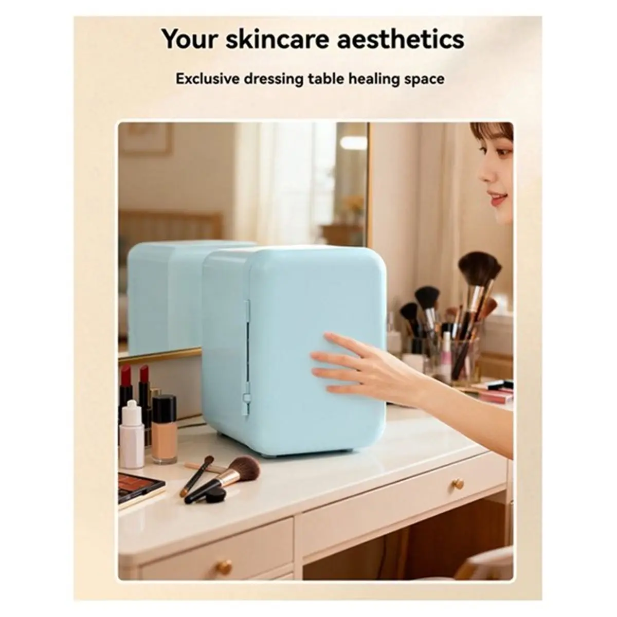 Y59A 4L Car Mini Refrigerator Medication Multifunction Portable Refrigerator Desktop Cosmetics Refrigerators Cold/Heat Blue