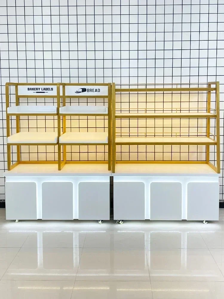 Bread Display Cabinets Cake Pastry Shop Baking Side Island Cabinet Biscuit Toast Display Rack