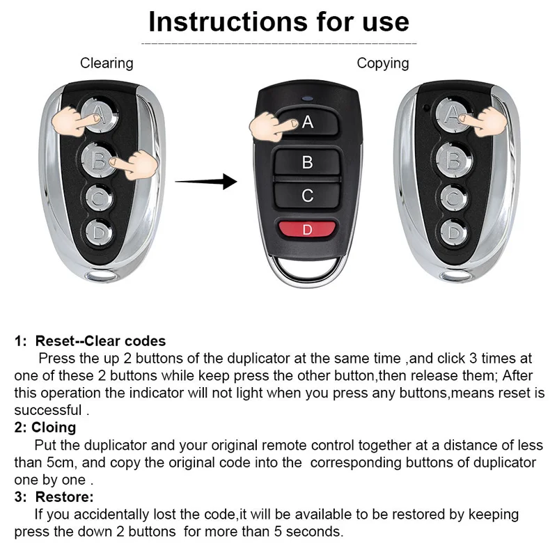 Universal 433mhz remote control garage command Copy code 433 92mhz duplicator gate remote control duplicator