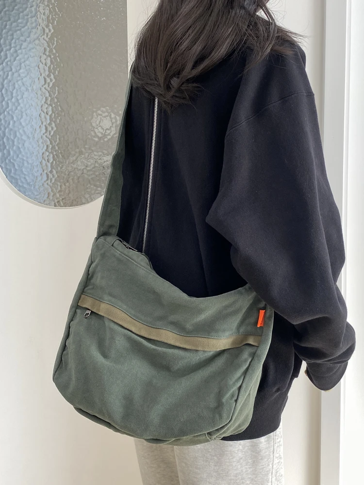 

Retro Japanese Sle Canvas Menger Bag Large Capaci oulder Bag Hong Kong Sle Crossbody Bag for Youth Casual Use