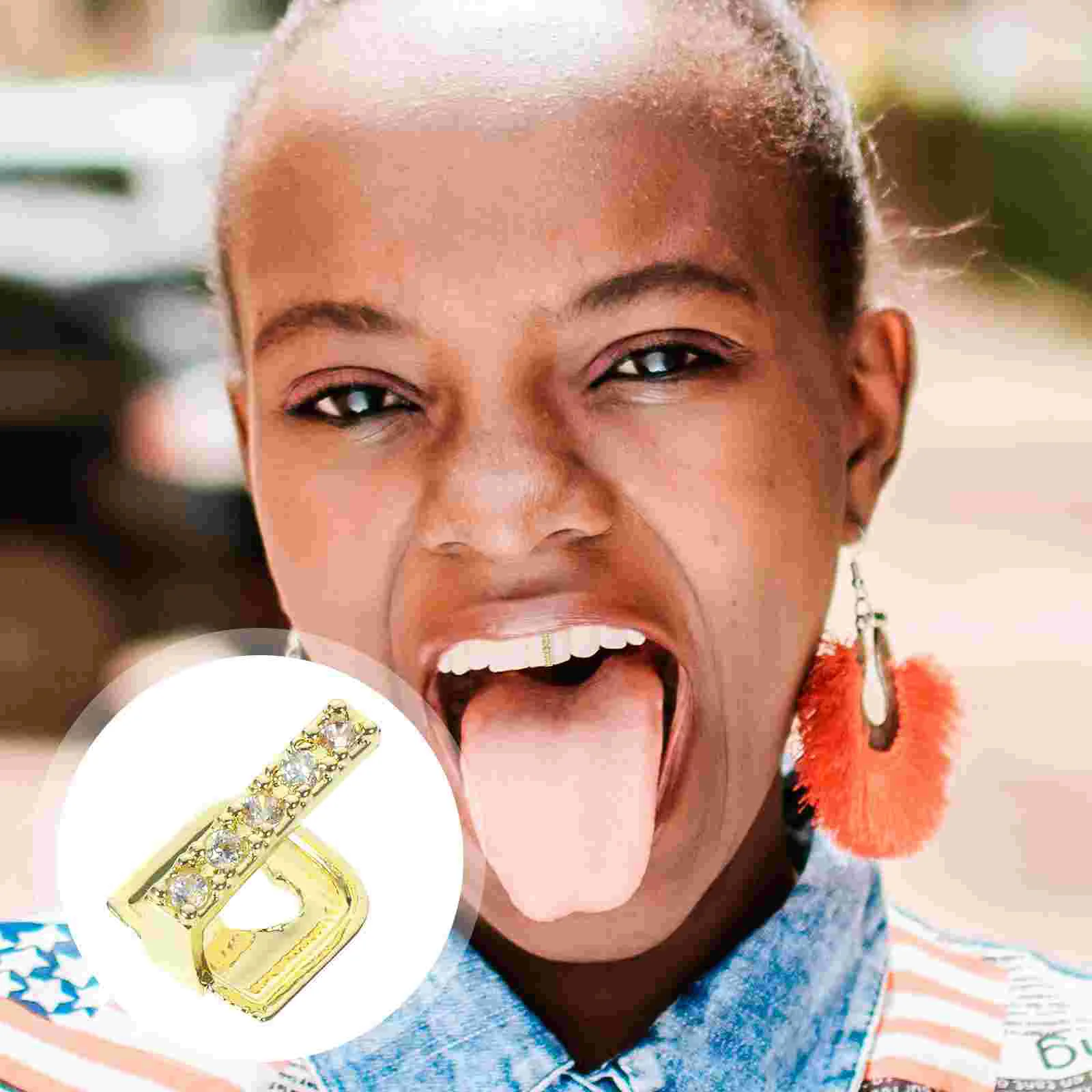 

False Teeth Hip Hop Gold Plated Braces Single Grill Metal Grills For Accessories Decorative Golden Hip-hop Style