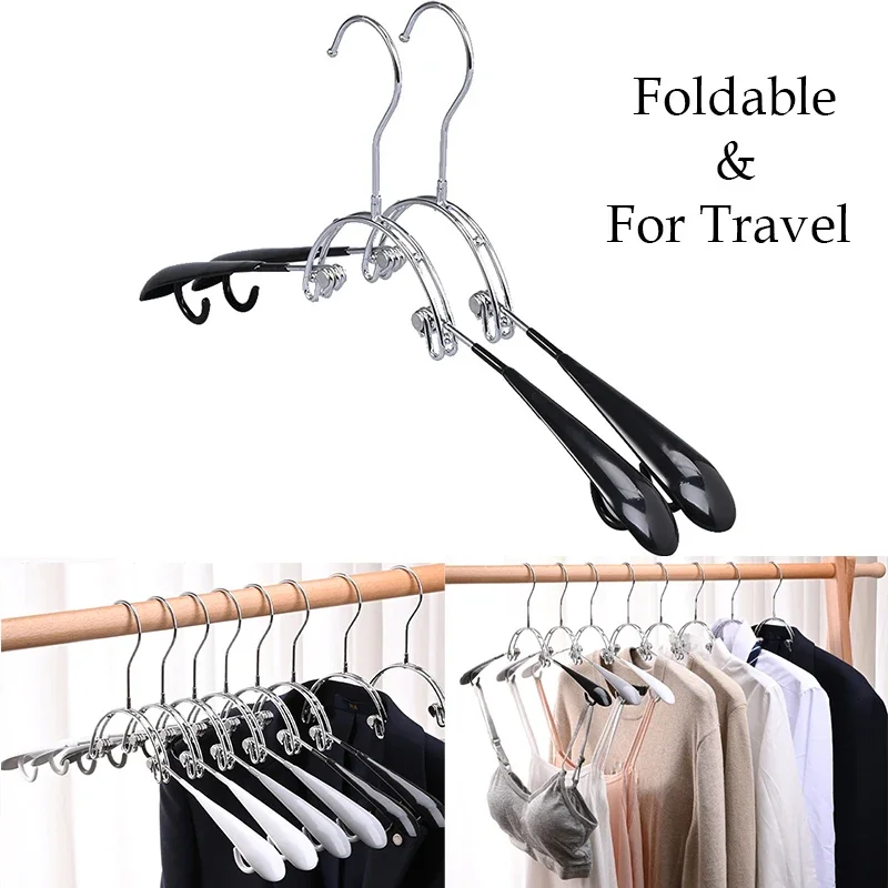 Travel Foldable Hanger,Portable Suits Clothes Rack for Trip Business,Durable Iron Wide-Shoulder Hanger with Hook for Dress Pants