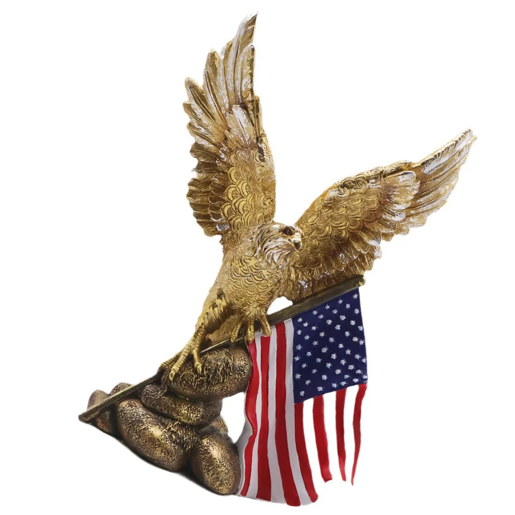 

Resin Eagle Decoration American Flag Design Desktop Statue For Home Office Tabletop Adornment Animal Craft Ornament