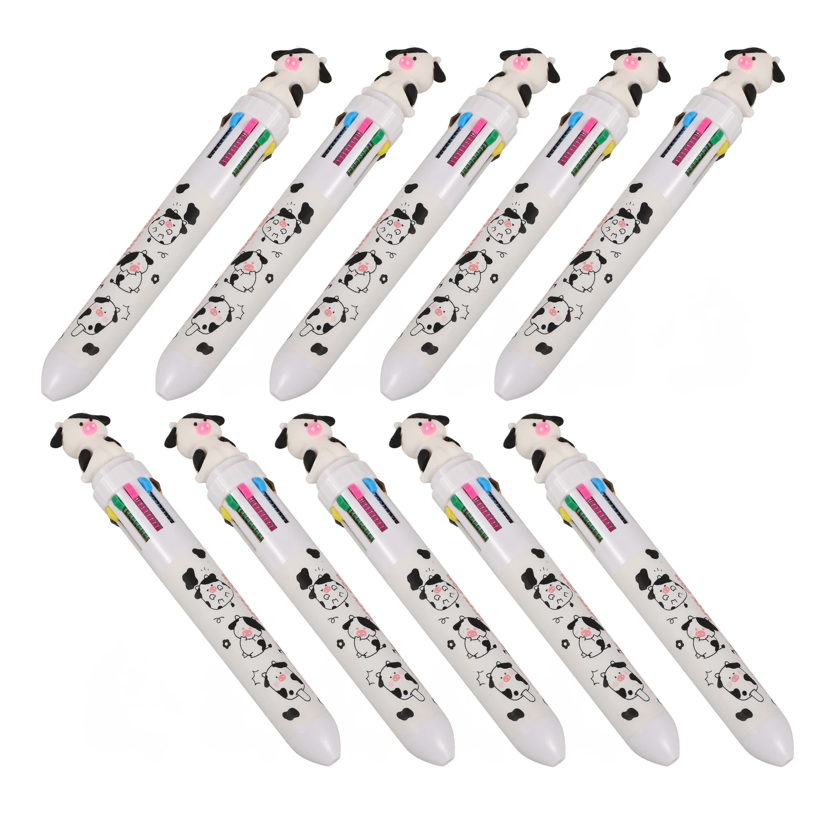 

8 Pcs Press-on Ballpoint Pen Multi-colour Pens Cartoon for Teen Girls Ten Color Writing Animal
