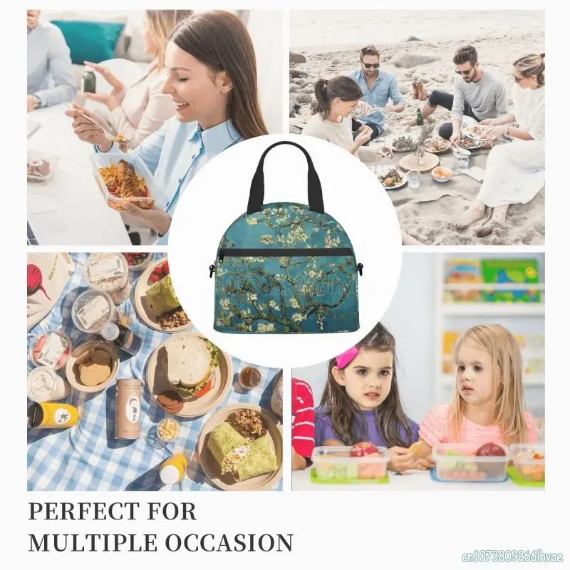 Vincent Van Gogh Almond Blossom Insulated Lunch Bag Waterproof Thermal Cooler Lunch Box Bento Bags for Women Work School Picnic