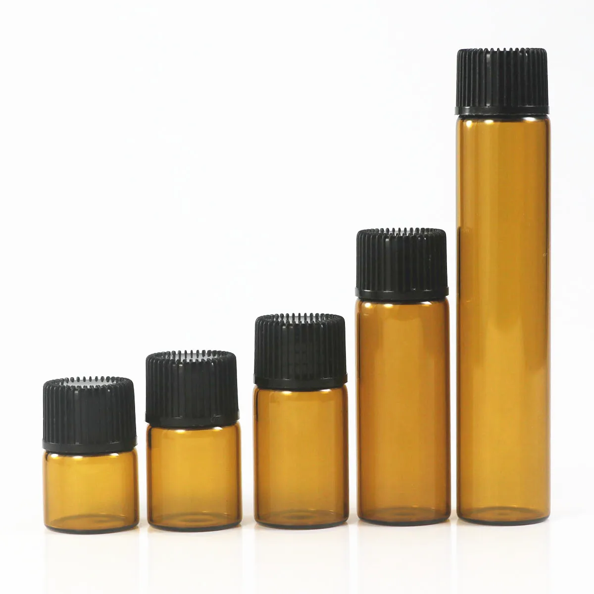 100X 1/2/3/5/10ML Mini bursztynowe puste szklane butelki z zakraplaczem Olejek eteryczny Zapach Aromaterapia Próbka Butelka testowa Reduktor otworu — zdjęcie 5