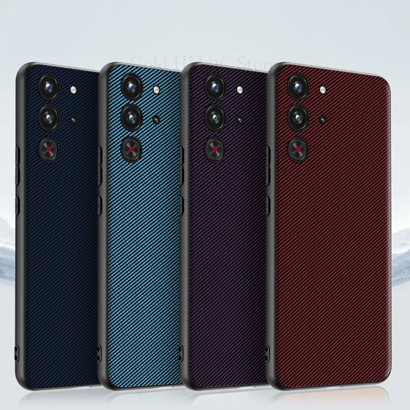 

Kevlar Pattern Leather Phone Case For ZTE nubia Red Magic 10 Pro Plus Soft TPU Silicone Protection Cover Red Magic 9 8S Pro Plus