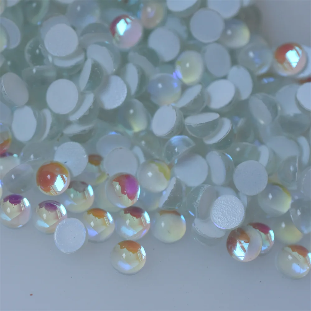Aurora weiß ab Glas Flatback halbrunde Meerjungfrau Perlen Strass Dekorationen Kristall Blase Ornamente Zubehör 3d Macaron