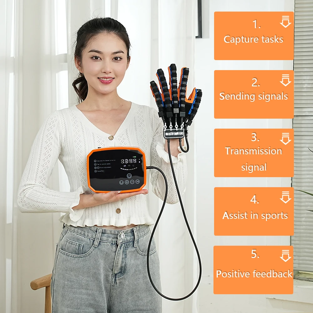 Protable Rehabilitation Robot Gloves Stroke Hemiplegia Glove Cerebral Training Device Finger Exerciser Hand Function Recove