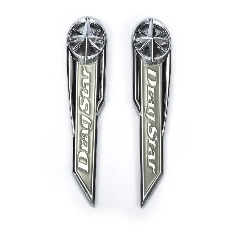 

2pcs Motorcycle Fuel Gas Tank Stickers Dray Star Plastic Gold/Silver 3D Fuel Gas Tank Badge Emblem Decal Sticker For Yamaha Drag