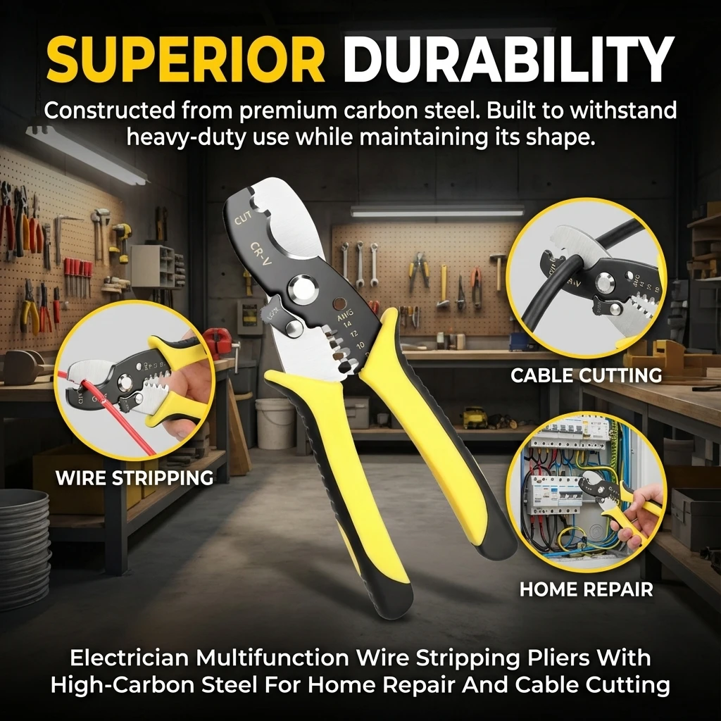 

Portable Wire Stripper Professional Electrician Wire Stripper Pliers 18cm Carbon Steel Multi Tool For Cable Cutting Crimping