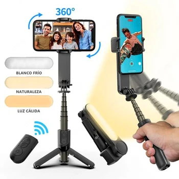 EARDECO Gimbal Stabilizer Estabilizador Celular Smartphone Selfie Stick Fill Light Handheld Action Gymbal Tripod Bluetooth