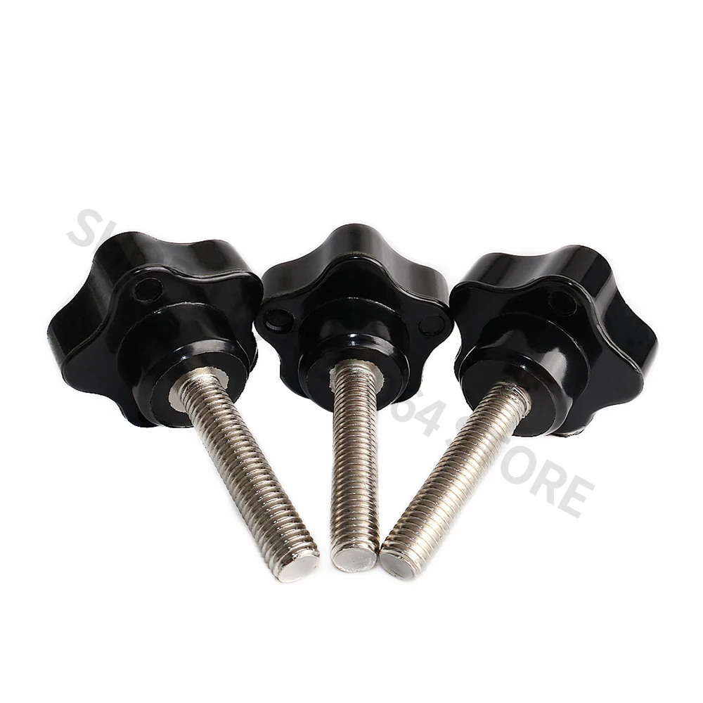 M5/M6 Five Star Handle Rubber Head Manual Tightening Screws Plum Blossom Handle Bolt Star Shaped Plastic Handle Mechanical Knob