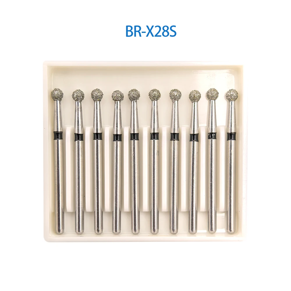 10box BR-28 BR-X28 BR-X28C BR-31 BR-X31S Dental Diamond Burs Drill Ball Round 1.6mm High Speed Handpiece 450000r/Min  10pc/box