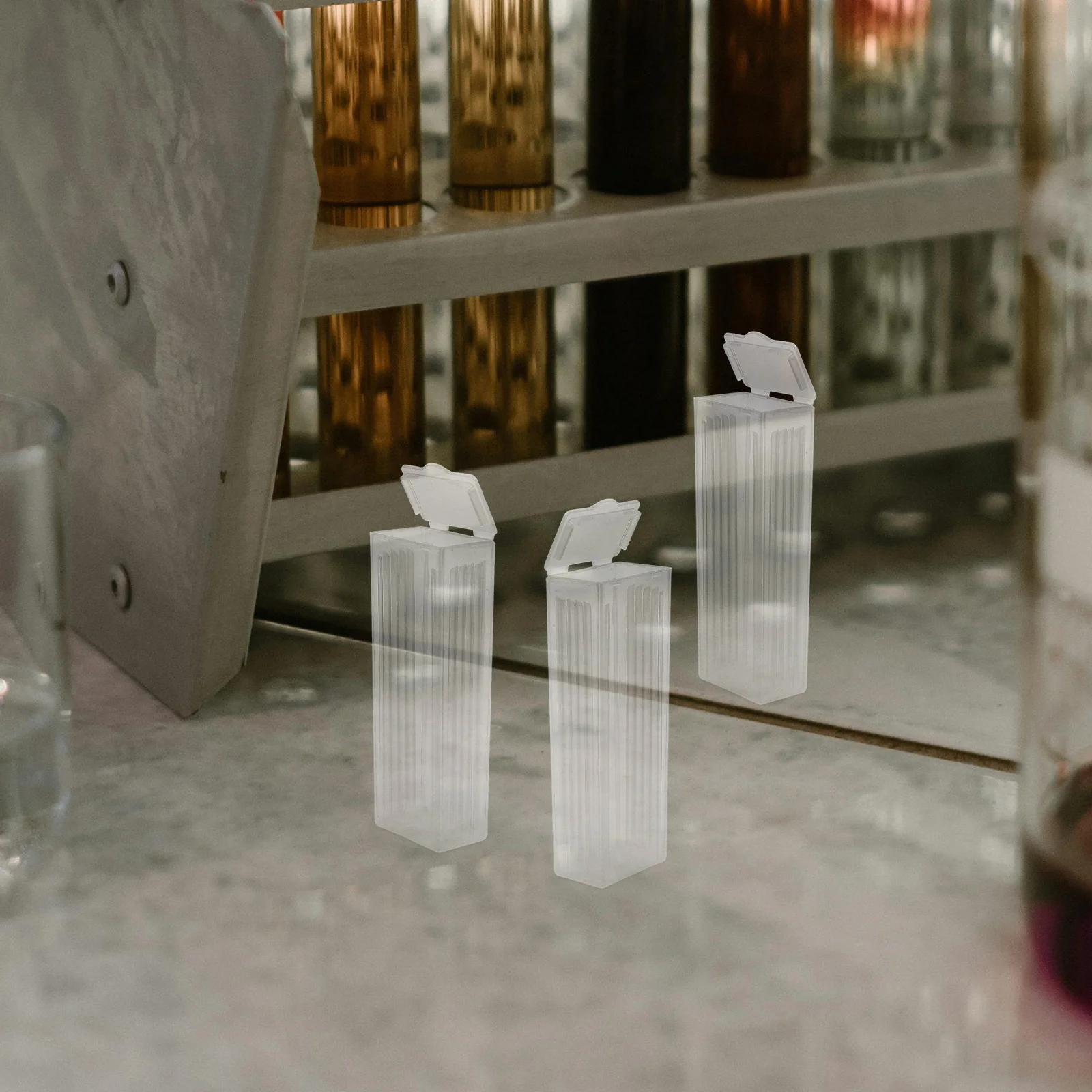 

10pcs Plastic Clear Microscope 5-Slots Portable Storage Case For Laboratory Biology Pathology Specimen Transport