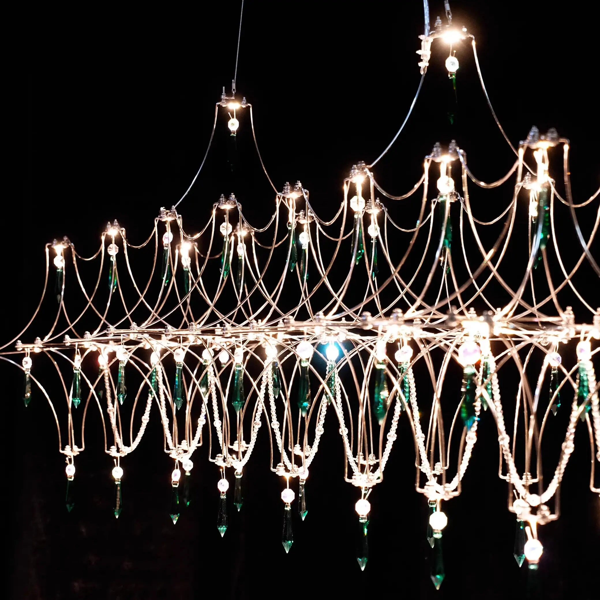 Crystal Pendant Lamp Restaurant Long Straight Pendant Lamp High-end Egyptian Crystal French Light Luxury Lamp Front Desk Bar