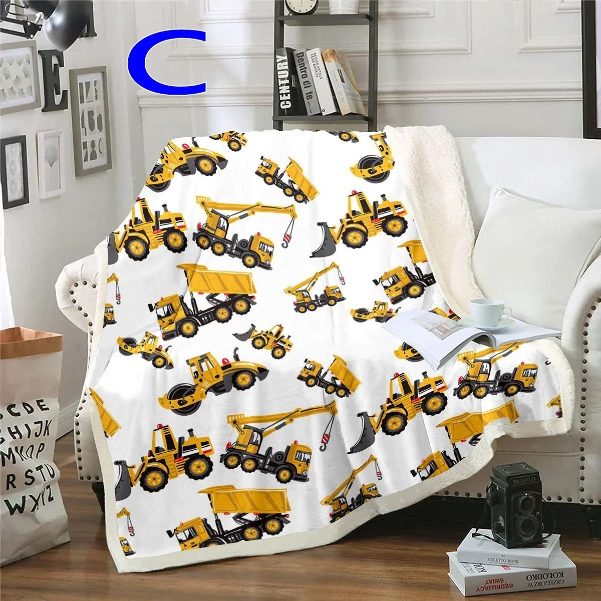 Excavators Flannel Blanket Equipment Trucks Blanket Construction Tractor Throw Blanket