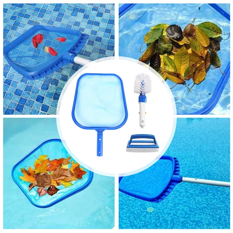 Pool Cleaning Kit, Portable Spa Hot Tub Swimming Pool Accessories With Leaf Skimmer Net, Sponge Brush