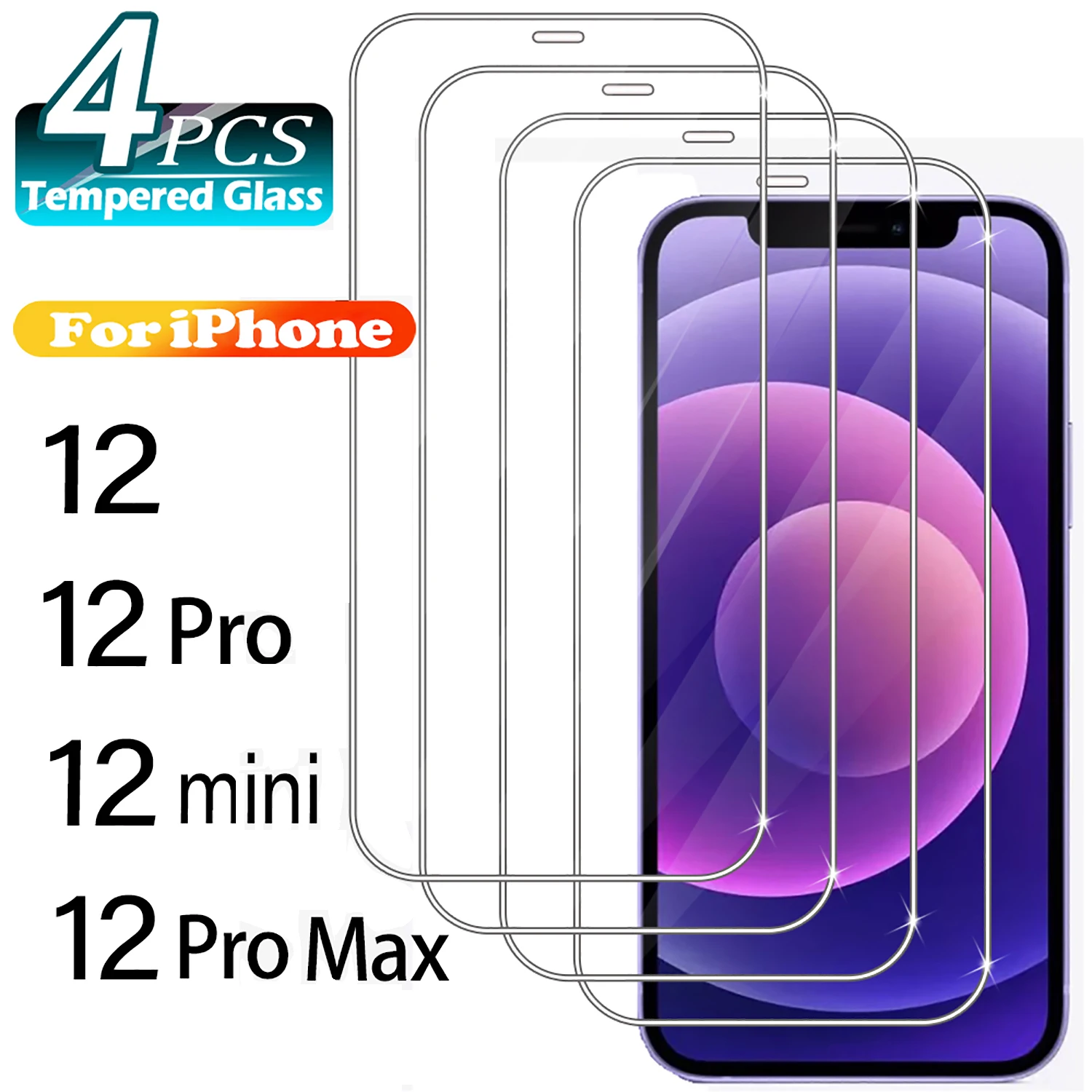 1Pcs/4Pcs HD Tempered Glass For iPhone 12 Pro Max 12Pro Screen Protector For iPhone 12 mini Protective Glass Film