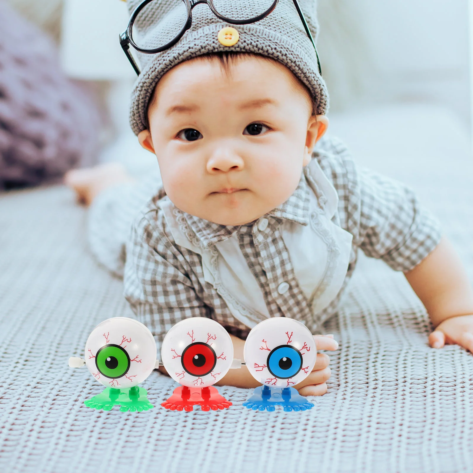 3 pçs relógio olhos adorável crianças brinquedo brinquedo resistente ao desgaste wind-up menina criança