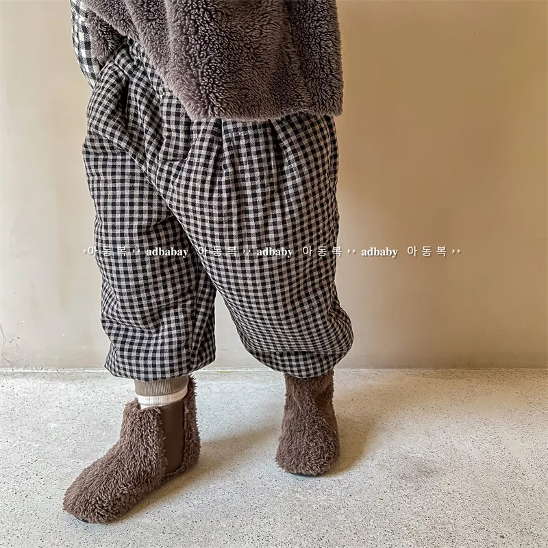 

2025 children's clothing winter clothing new children's Korean version linen cotton thickened thermal casual pants girls winter