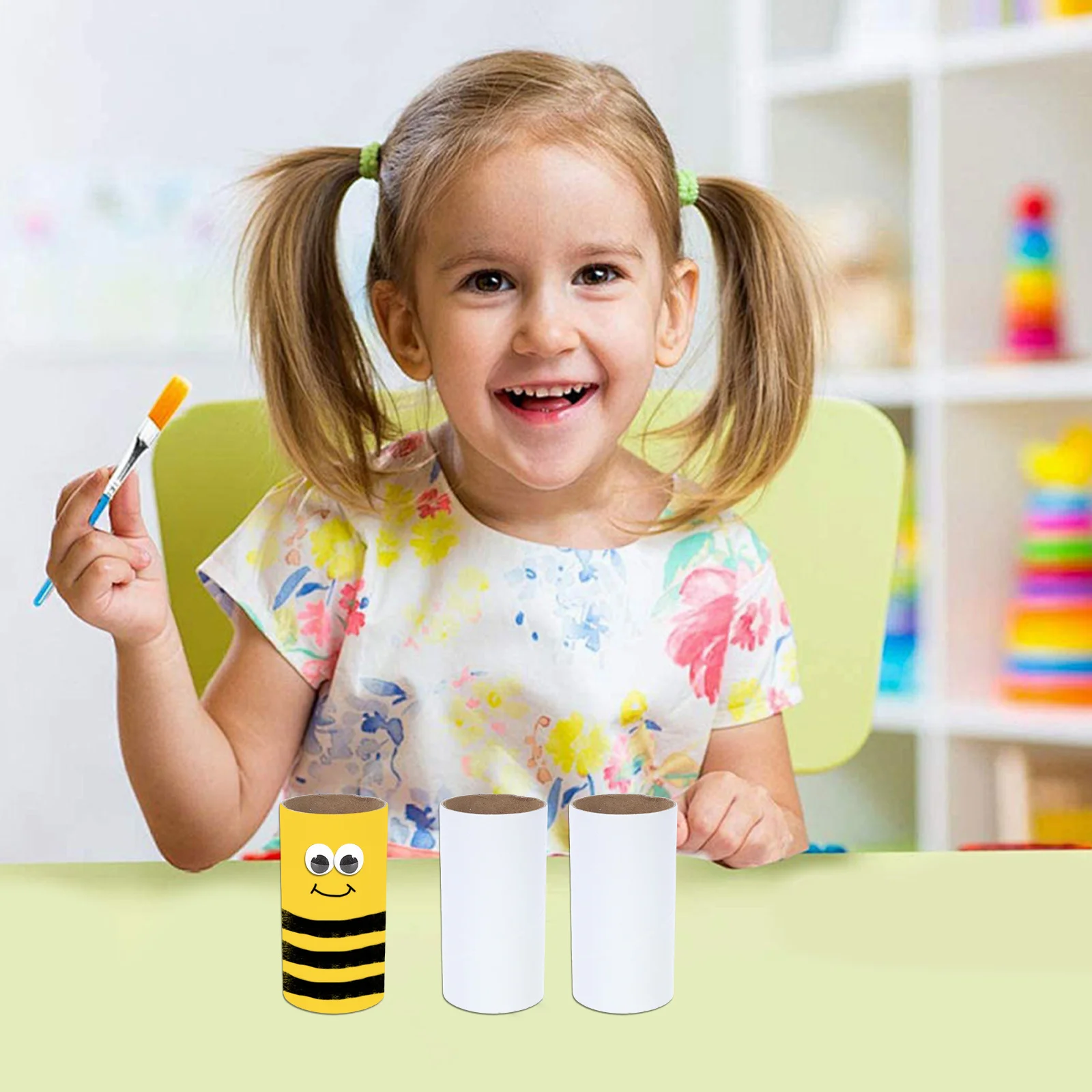 

10Pcs Handmade Paper Tubes Craft Tubes Cardboard for Kids DIY Crafts Safe Non-Toxic School Teacher Supplies Art Skill