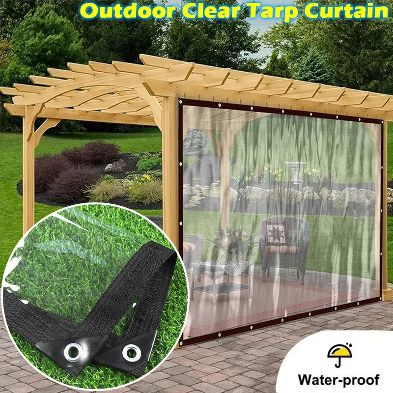 

Thickness 0.35mm Transparent Tarpaulin Outdoor Clear Tarp Curtain Pergola Rainproof Cloth Heavy Duty PVC Vinyl Tarpaulin