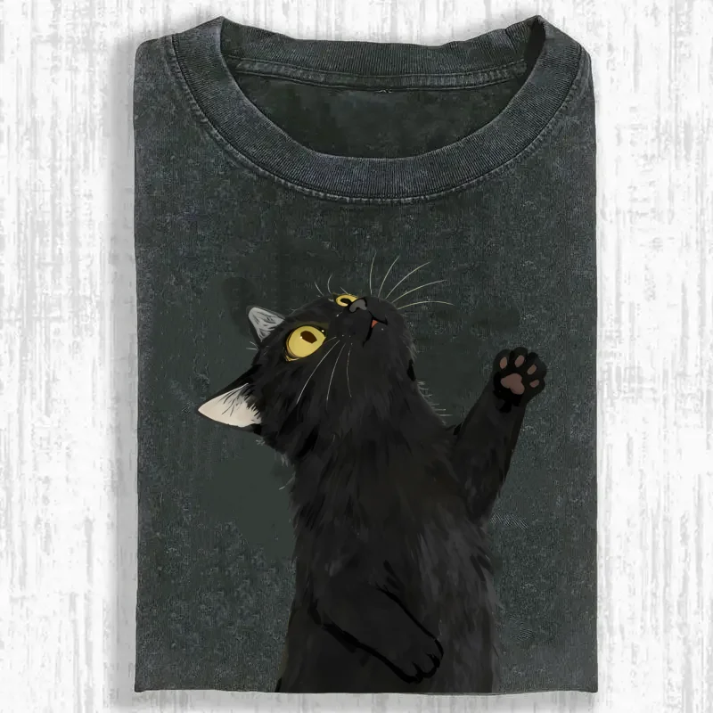 

Cat Graphic T Shirt Oversized Unisex Vintage Washed Cotton Tee Casual Short Sleeve Pullover Harajuku Fashion Comfortable