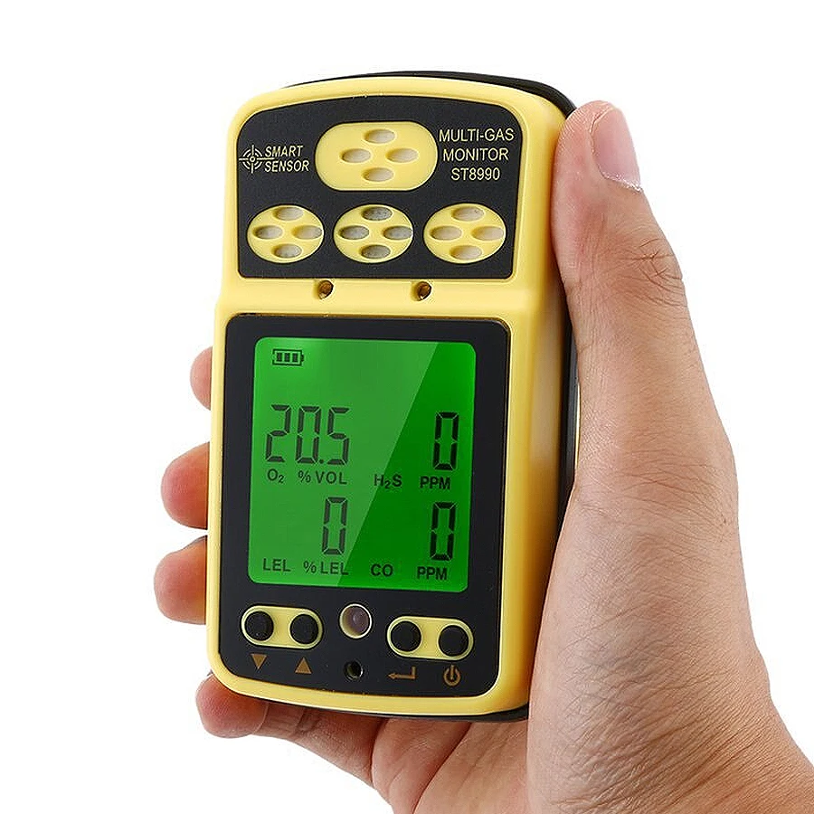 Smart Sensor ST8990 - 4in1 Rechargeable Combustible Alarm Gas, Carbon Monoxide, Hydrogen Sulfide, Oxygen Detector Analyzer