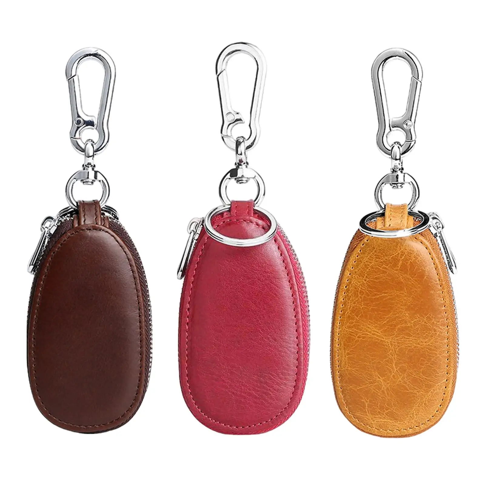 Car Key Case PU Leather Keychain Bag Stylish Keychain Cover Zipper Key Pouch