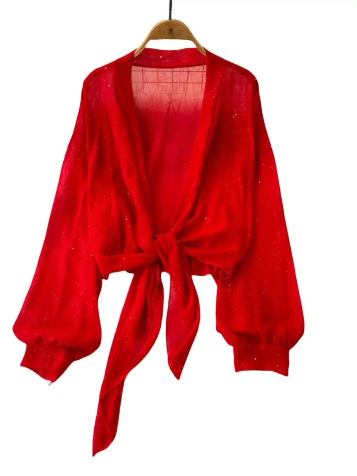 Tops holgados de Color sólido para mujer, cárdigan informal sencillo para ir al trabajo, diseño con cordones, cuello en V, mangas largas, verano