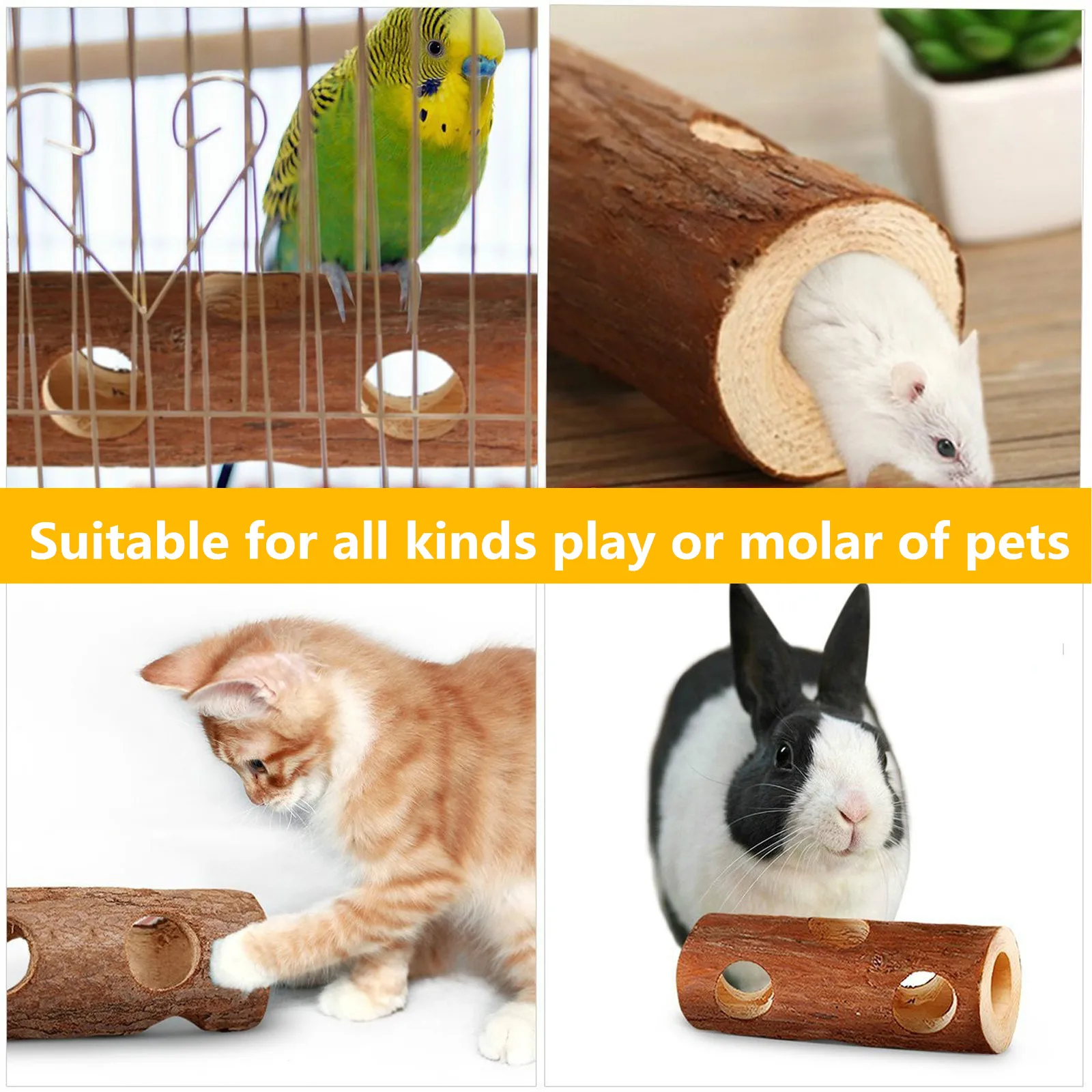 1 Pc Hamster Natural Wooden Tunnel Tube Toy Environmentally Friendly Forest Hollow Tree Trunk Molar Teeth Toy Small Pet Supplies