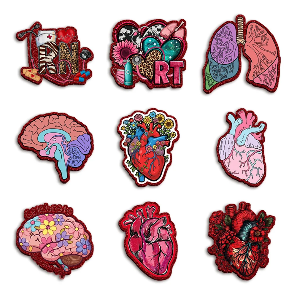 Acessório de Acrílico Colorido com Glitter para Crachá, Laço de Cabelo, Chaveiro, Clipe, Decoração, Foto, Enfeite e Jogos - Tema Enfermeiro(a) e Médico(a) do Departamento Médico