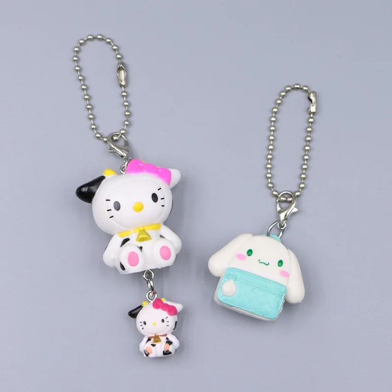 Nuevo Sanrio Usahana Mini colgante de cadena de resina para teléfono móvil Hello Kitty caja de maquillaje llavero niños mochila cremallera decoración juguete