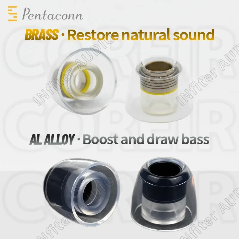Pentaconn Coreir In-Ear Eartips Alloy Brass Aluminum Silicone Sleeve Nozzles for IEM - Premium Audio Accessory