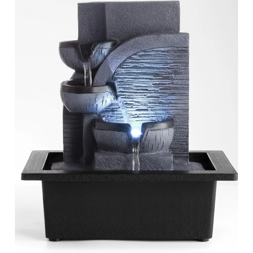 

Крытый фонтан-водопад со светодиодной подсветкой - настольный декор для медитации в стиле дзен для релаксации домашнего офиса